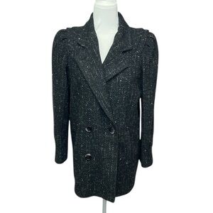 Karizma Black Tweed Double-Breasted Coat